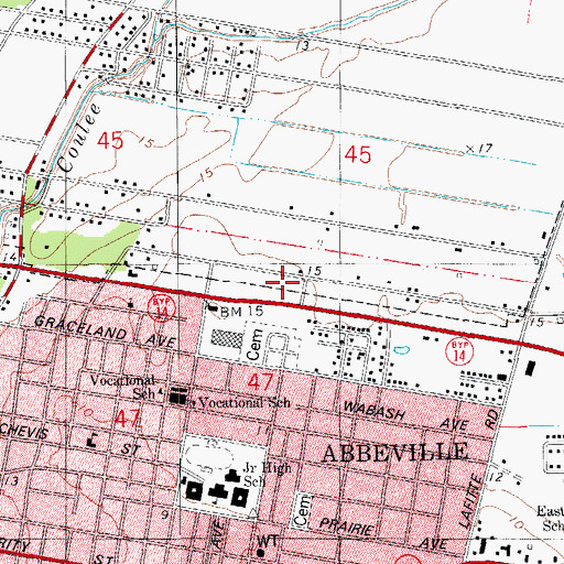 Topographic Map of Abbeville Post Office, LA