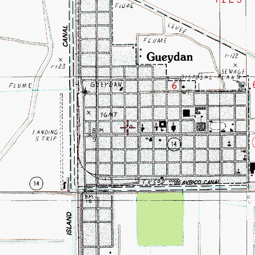 Topographic Map of Gueydan Post Office, LA