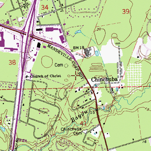 Topographic Map of Mandeville Post Office, LA