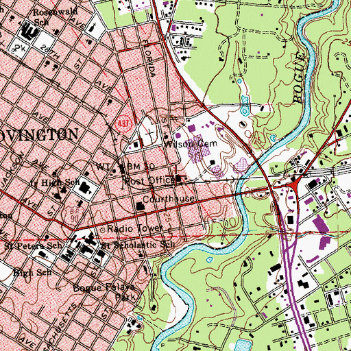 Topographic Map of Covington Post Office, LA