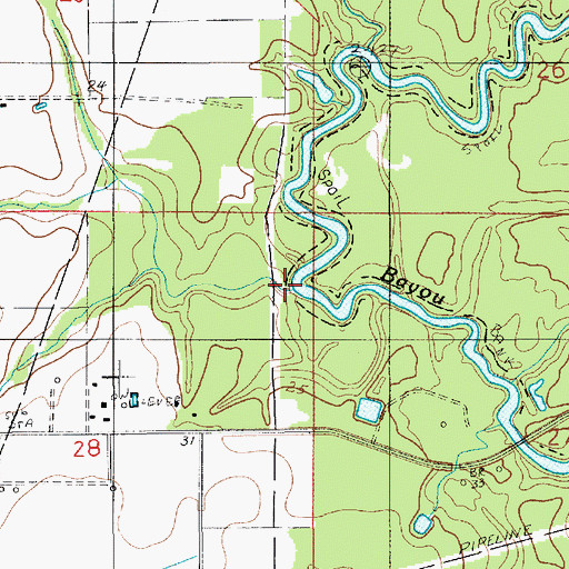 Topographic Map of Berwick Creek, LA