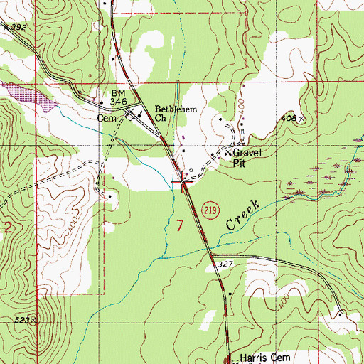 Topographic Map of Harris Store (historical), AL
