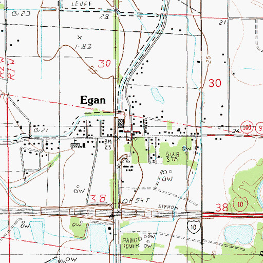 Topographic Map of Egan Post Office, LA