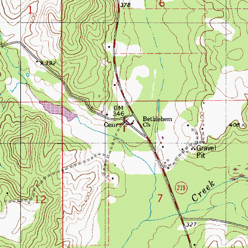 Topographic Map of Bethlehem Number 1 Cemetery, AL