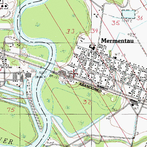 Topographic Map of Mermentau Post Office, LA