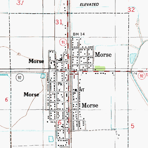 Topographic Map of Morse Post Office, LA