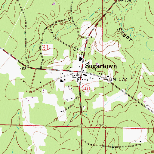 Topographic Map of Sugartown Post Office, LA