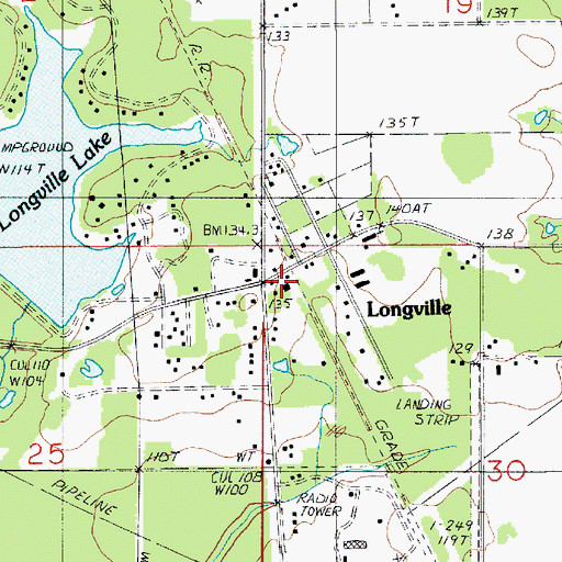 Topographic Map of Longville Post Office, LA