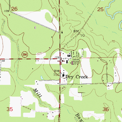 Topographic Map of Dry Creek Post Office, LA
