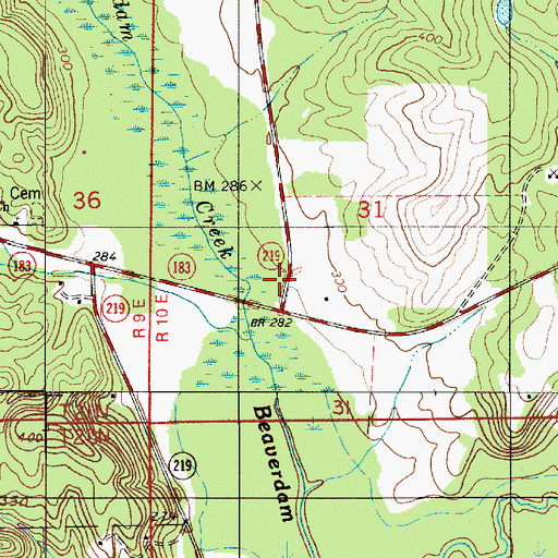 Topographic Map of Caffee School (historical), AL
