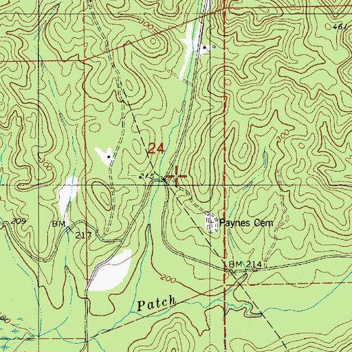 Topographic Map of Payne Chapel Methodist Church (historical), AL