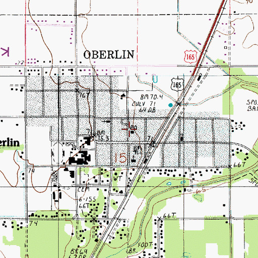 Topographic Map of Oberlin Post Office, LA