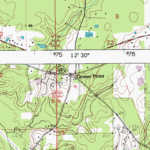 Topographic Map of Center Point Post Office, LA