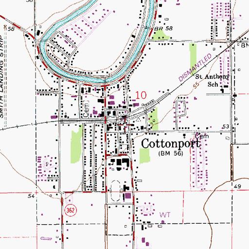 Topographic Map of Cottonport Post Office, LA