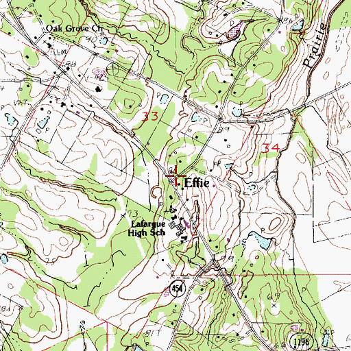 Topographic Map of Effie Post Office, LA