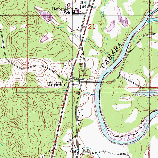 Topographic Map of Heiberger Methodist Church, AL