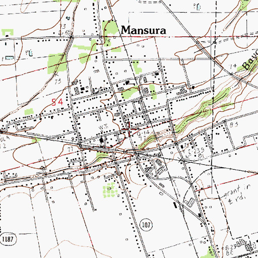 Topographic Map of Mansura Post Office, LA