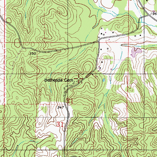 Topographic Map of Bethesda Presbyterian Church (historical), AL