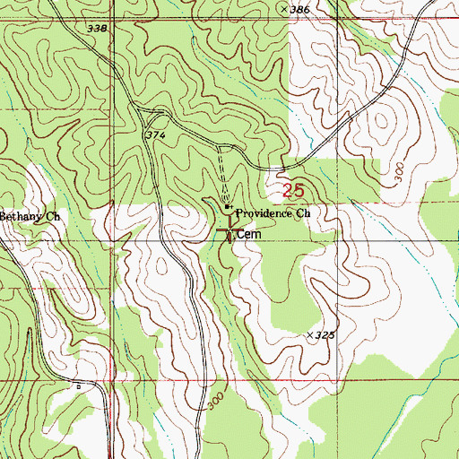 Topographic Map of Providence Cemetery, AL