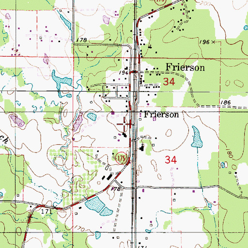 Topographic Map of Frierson Post Office, LA