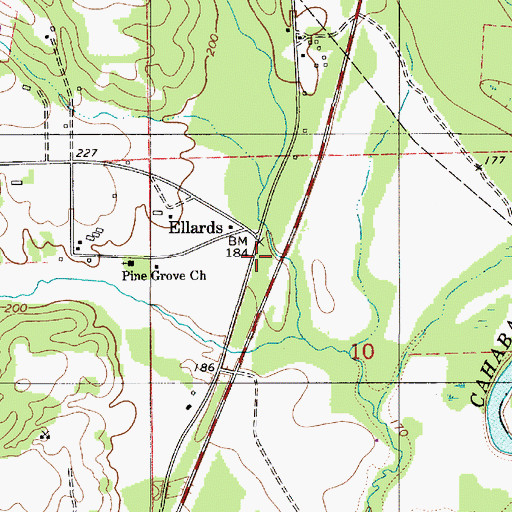 Topographic Map of Ellard School (historical), AL