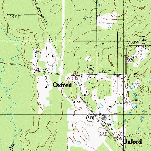 Topographic Map of Oxford Post Office, LA