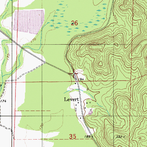 Topographic Map of Levert School (historical), AL