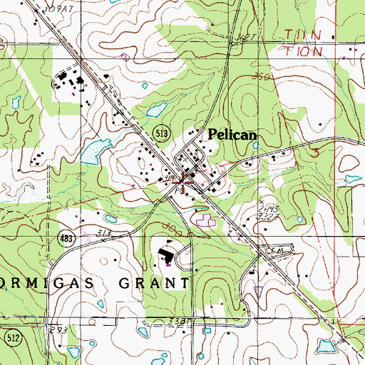 Topographic Map of Pelican Post Office, LA