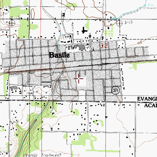 Topographic Map of Basile Post Office, LA