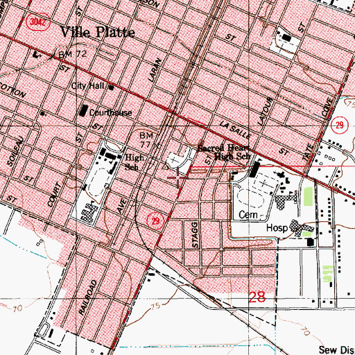 Topographic Map of New Life Assembly of God Church, LA