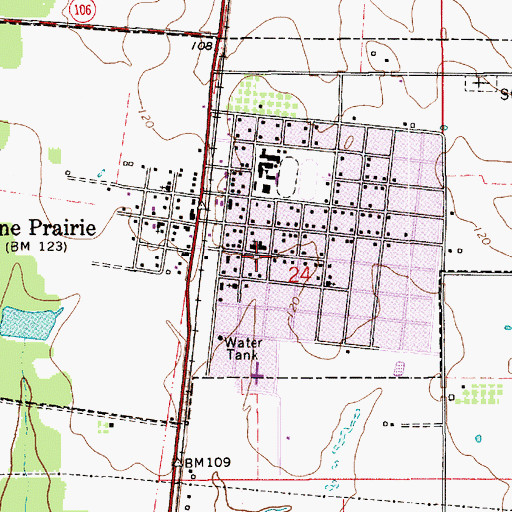 Topographic Map of Pine Prairie Post Office, LA