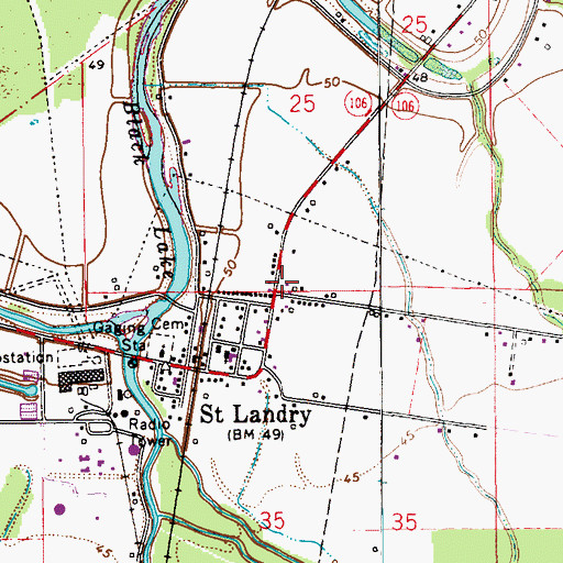 Topographic Map of Saint Landry Post Office, LA