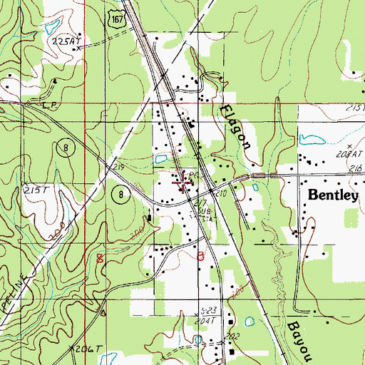 Topographic Map of Bentley Post Office, LA