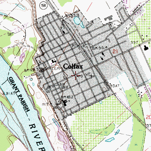 Topographic Map of Colfax Post Office, LA