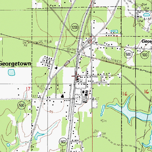 Topographic Map of Georgetown Post Office, LA