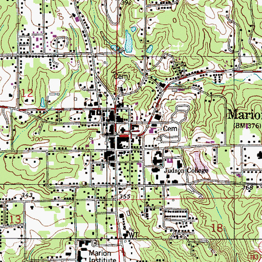Topographic Map of Zion United Methodist Church, AL