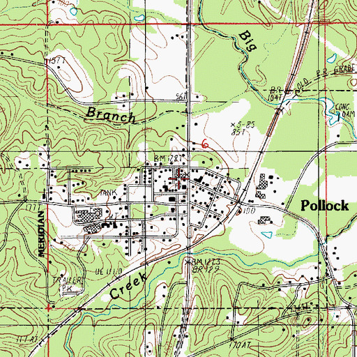 Topographic Map of Pollock Post Office, LA