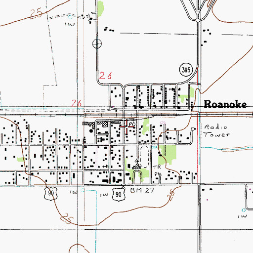 Topographic Map of Roanoke Post Office, LA