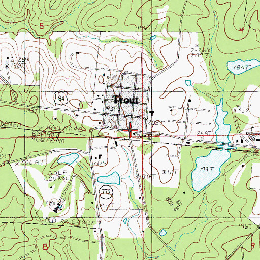 Topographic Map of Trout Post Office, LA