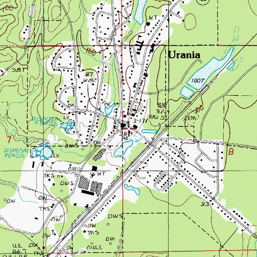 Topographic Map of Urania Post Office, LA