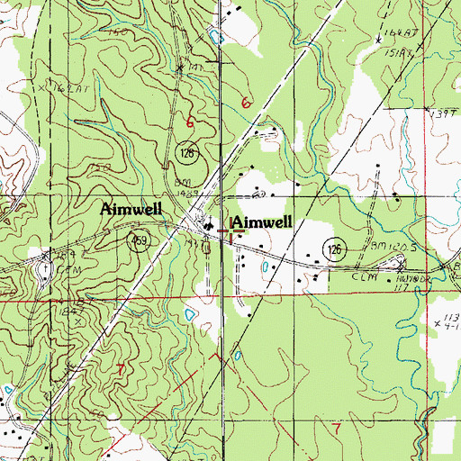Topographic Map of Aimwell Post Office, LA