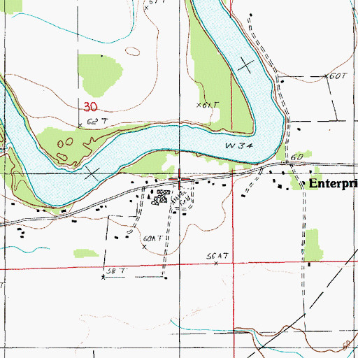 Topographic Map of Enterprise Post Office, LA