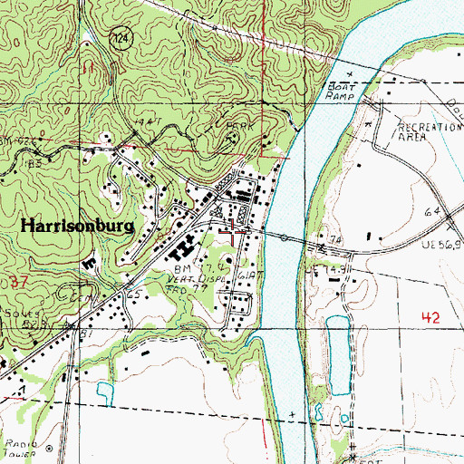 Topographic Map of Harrisonburg Post Office, LA