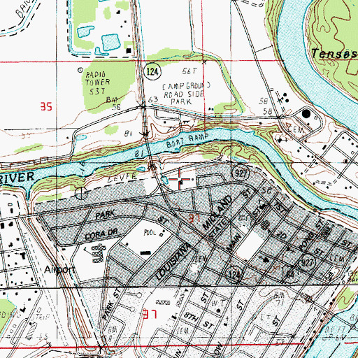 Topographic Map of Jonesville Post Office, LA