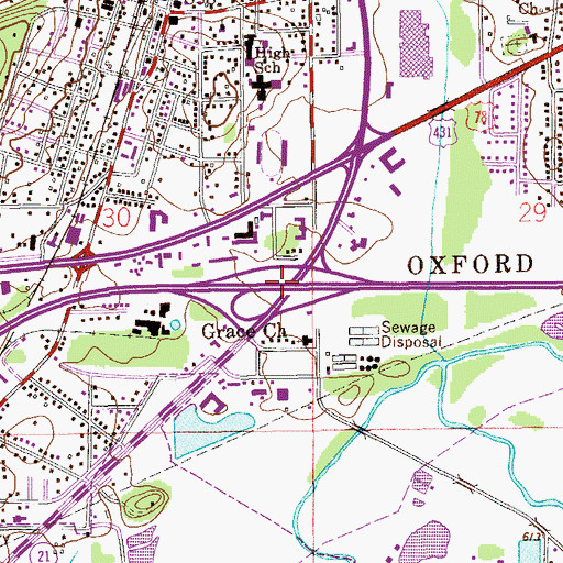 Topographic Map of Exit 185, AL