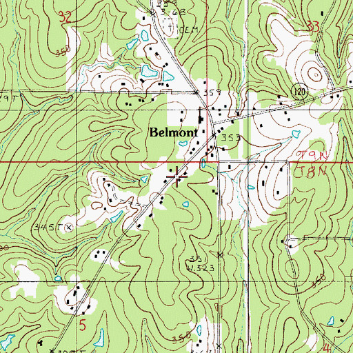 Topographic Map of Belmont Post Office, LA