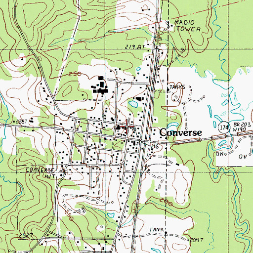 Topographic Map of Converse Post Office, LA