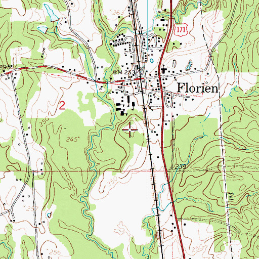 Topographic Map of Florien High School, LA