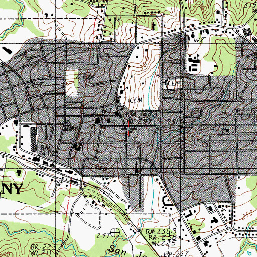 Topographic Map of Many Post Office, LA