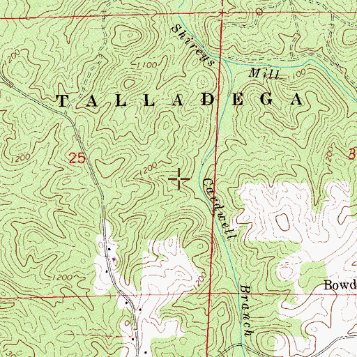 Topographic Map of Campbell Prospect, AL